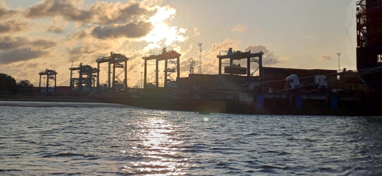 Passing Felixstowe early in the morning
